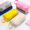 wholesale Korean Large Capacity Stationery Student School Cotton Canvas Cute Gift Ziplock Pencil Bag